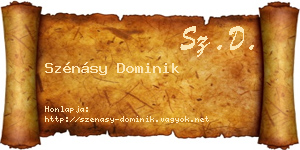 Szénásy Dominik névjegykártya